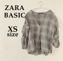 ZARA BASIC ザラ　ベーシック　チェック　ブラウス　シャツ　XS 春
