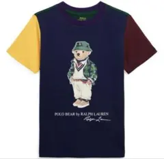 ラルフローレンのハットベアカラーブロックＴシャツ★4T★ネイビーマルチ色