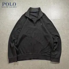 POLOラルフローレンハーフジップニットXLダークグレー 刺繍ロゴ 春アウター
