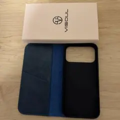 VISOUL IPhone17PROMAX 手帳型ケース ブルー