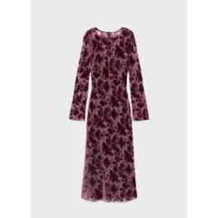 【美品】フラワーシアーロングワンピース