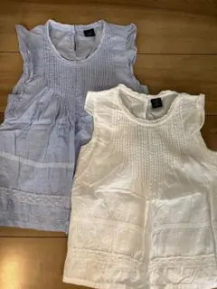 Gap Kids 水色と白のフリル袖チュニック色違い2点セットM（8）130cm