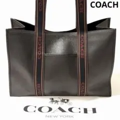 【美品】COACH ラージ スミス トート 本革 バッグ ブラック 黒 コーチ
