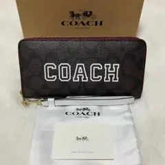 コーチ CZ330 ラウンドジップ長財布 COACH ロゴ チャコール 新品