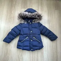 ザラベビー　ザラキッズ　ネイビー ファー付きダウンコート 110