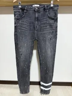 ZARA」メンズ スウェットパンツ ペイントデニム 2点セット [b-25 