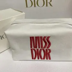 Dior/Miss Dior 刺繍ロゴ✨ポーチ ホワイト【箱付き】