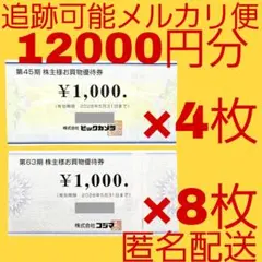 ビックカメラ コジマ 株主優待券 12000円分