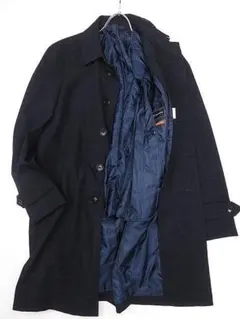 【値下げ】パーフェクトスーツファクトリー　ステンカラーコート　ライナー付　紺　M