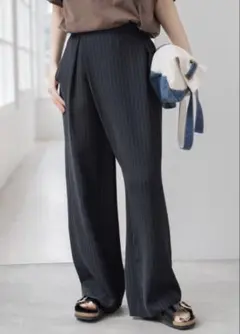 美品✨　スピックアンドスパン　ストライプパンツ　ドレープストライプラップパンツ