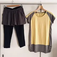 GU g.u.sports ジムウェアセット ランニング ヨガ イエロー 速乾