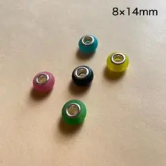 ロンデル　5個　8×14mm　シルバー　現品　P913　つや消し　キャッツアイ