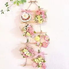 ドライフラワー スワッグ ガーランド はしご風 パールアカシアミモザ バラ