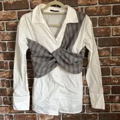 EMODA ホワイト チェック柄 長袖シャツ