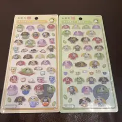 お茶犬（みんな・たべもの）✨️ボンボンドロップ シール✨️【２種セット】正規品のサムネイル