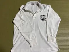 ★80年代ビンテージ品★GLENMORG ホワイト長袖ポロシャツ刺繍入り