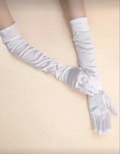 ホワイト サテン ウェディンググローブ