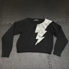 ZIDDY セーターニット黒M イナズマ　クロップド　ショート丈　アクリル綿素材