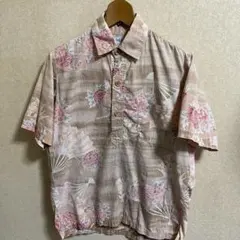 ピンク アロハシャツ Lサイズ 和柄着物リメイク - メルカリ
