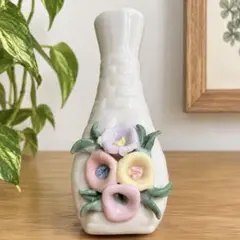 レトロ 陶器 一輪挿し 立体花 フラワー ミニ花瓶 ヴィンテージ