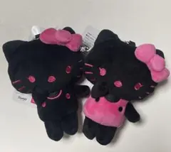 サンリオ ハローキティ アベイル ぬいぐるみマスコットチャーム ピンク黒 まつげ