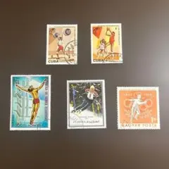 外国使用済切手コレクション スポーツシリーズ5点 キューバ・赤道ギニア共和国等