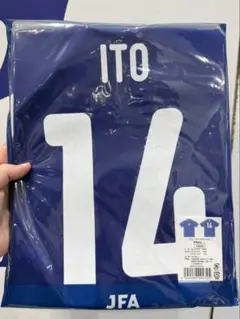サッカー日本代表 伊東純也 14番 ユニフォーム風TシャツLサイズのサムネイル