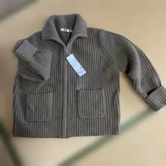 UNIQLO リブ編みジップアップセーター XL ブラウン