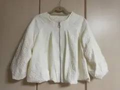 PLUS OTO.HAホワイト ノーカラージャケット ジップアップ
