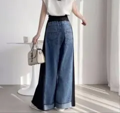 【ABITOKYO】 【19年】異素材ドッキングデニムワイドパンツ　タグ付きのサムネイル