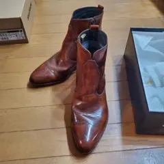 ブラウンレザー サイドジップ　ショートウエスタンブーツ　日本製