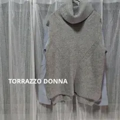 TORRAZZO DONNA　 ニット×布帛切替 タートルネックベスト