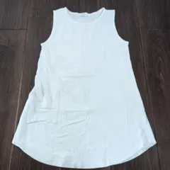 M ホワイト タンクトップ ロング　綿100%　丈長め