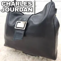 美品⭐】シャルルジョルダン ワンショルダーバッグ レザー 黒 ロゴ金具