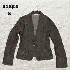 希少00s旧ロゴ　UNIQLOテーラードジャケット デニム風 ショート丈 M