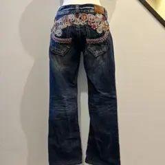 レッドペッパー花柄刺繍フレアデニム　28 y2k