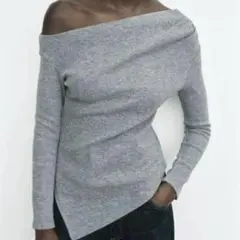 ZARA ソフトアシンメトリートップス　M