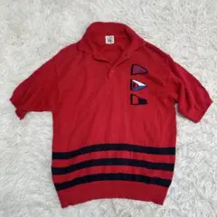 ✨ SINACOVA シナコバ　半袖ニットポロシャツ　Lサイズ　レッドのサムネイル