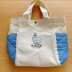 【カルディ】KALDI COFFEE FARM トートバッグ アイボリー/ブルー
