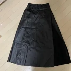 黒 合成皮革 ロングスカート M