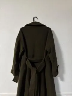 オリーブグリーン ロングコート ウエストベルト付き 「訳あり格安」