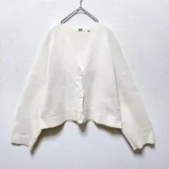 ユニクロ ミラノリブVネックカーディガン L コットン混