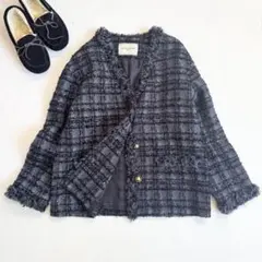 美品　united arrows ファンシーツイード ノーカラー ジャケット UNITED ARROWS（ユナイテッドアローズ）の「ファンシーツイード
