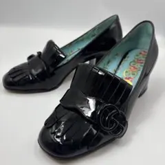 極美品✨グッチ GGマーモント キルト ローファー パンプス エナメル 黒 36