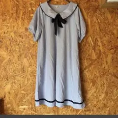 axes femme 半袖ワンピース ひざ丈ワンピース　大きな襟とリボン付き