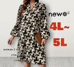 68 レディース大きいサイズ チュニック ワンピース ゆったり 長袖 5L 4L