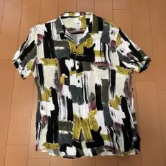 【美品】ZARA ザラ 総柄 レーヨンシャツ アートペイント柄 XL