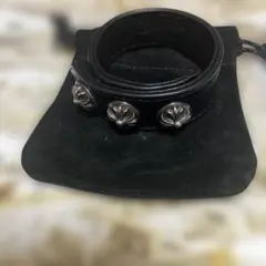 Chrome Hearts レザーブレスレット クロスボール3ボタン2スナップのサムネイル