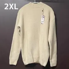 【大きいサイズ】ニットセーター メンズ ハイネック 2XL ベージュ シンプル