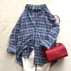極美品 ラルフローレン 長袖シャツ ポニー刺繍 ボタンダウン チェック
